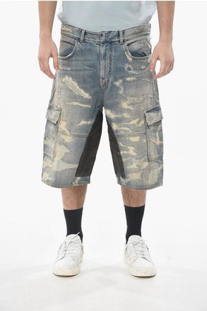 Givenchy Distressed Denim Cargo Shorts with Patches size 31