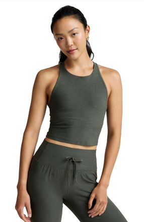 Beyond Yoga Spacedye Refocus Cropped Tank In Dusty Forest Heather