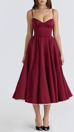 House of CB Mademoiselle Sweetheart Neck Satin Cocktail Dress in Wine at Nordstrom, Size X-Small A