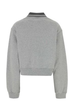 Miu Miu Womens Melange Grey Cotton Oversize Sweatshirt Grigio Exterior: Felpe