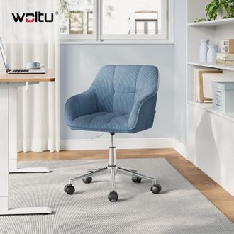 Woltu Woltu Silla De Escritorio Giratoria / Silla De Oficina Con Ruedas, Regulable En Altura, Para Oficina En Casa - Pana, Azul