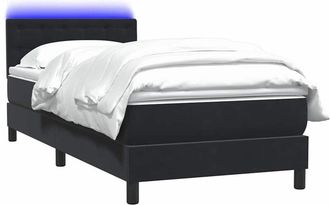 vidaXL Cama Box Spring Con Colch&oacute;n Cuero Sint&eacute;tico Negro 80x220 Cm Vidaxl