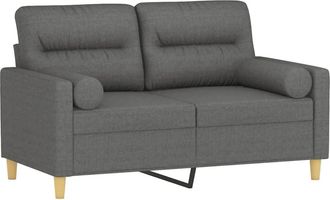 vidaXL Sof&aacute; De 2 Plazas Con Cojines Tela Gris Oscuro 120 Cm Vidaxl