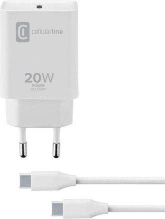 Cellularline Cellularline Usb-c Charger Kit 20w - Usb-c To Usb-c - Ipad Pro (2018 Or Later) And Ipad Air (2020)