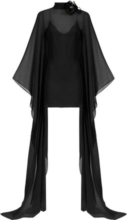 Taller Marmo Abito corto Lanzarote con decorazione floreale - Nero