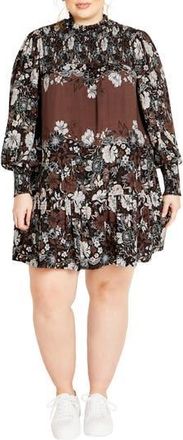 City Chic Cassia Long Sleeve Shift Dress in Coco Floral Plc at Nordstrom Rack, Size S/16W