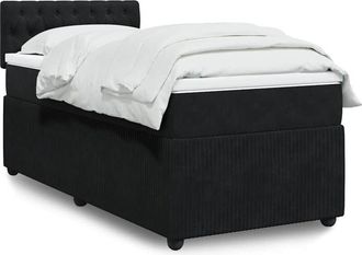 vidaXL Cama Box Spring Con Colch&oacute;n Terciopelo Negro 90x200 Cm Vidaxl