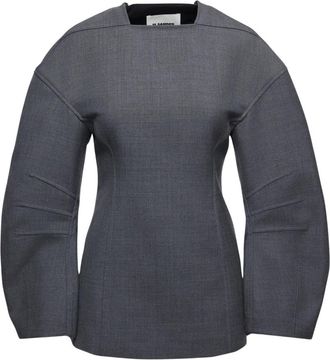 Jil Sander TOP 94 - Dames - Blouses - Grijs - L - Overhemden