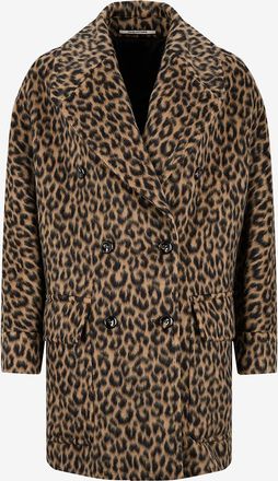 Tagliatore Weiter Wollmix-Mantel mit Leoprint Lillian