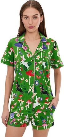 Bedhead Pajamas Short Sleeve Shorty Cotton Knit Pajama Set Womens Pajama Sets Spring Hares : LG (US 12-14), Cotton/Elastane