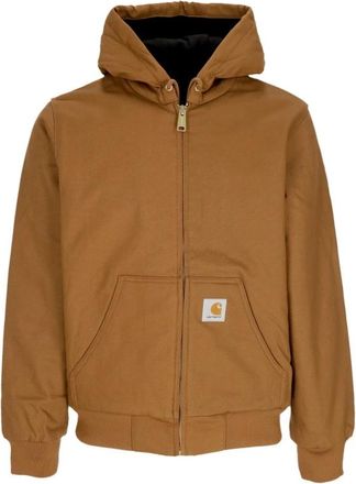 Carhartt Work in Progress Bruine Rigid Active Jacket - Heren - Vesten met rits - Bruin - M - Katoen - Hoodies & sweatvesten