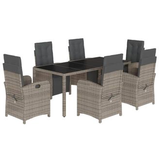 vidaXL Set Da Pranzo Da Giardino 7 Pz Con Cuscini In Polyrattan Grigio - Vidaxl