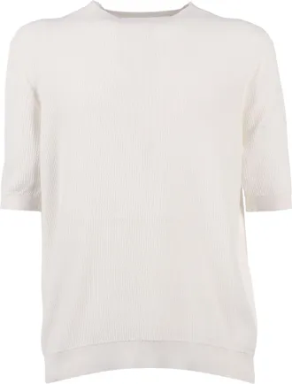 Ballantyne White Cotton Short Sleeve Sweater