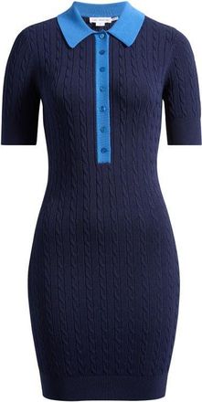 Good American Cable Stitch Polo Sweater Dress in Midnight002 at Nordstrom, Size Xx-Large