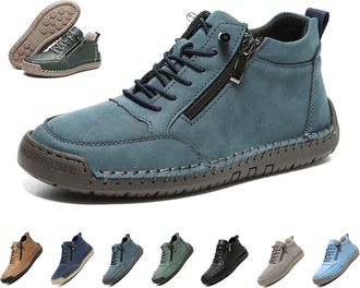 Generic Womens Handmade Leather Orthopedic Comfy Shoes Fashion Lightweight Non Slip Side Zipper Walking Shoes Outdoor Casual Ankle Boots (Green2,10.5)