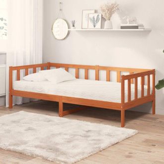 vidaXL Cama D&iacute;a Madera Encerada Marr&oacute;n Y Blanca 90 X 200 Cm Vidaxl