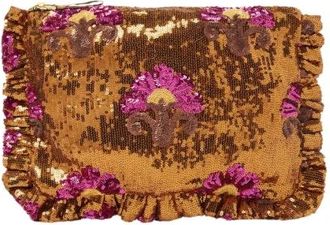 La DoubleJ Oversized Zip Pouch - Dames - Clutches - Bruin - ONE Size - Pailletten - Tassen