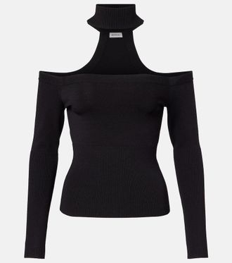 SIMKHAI Lila ribbed-knit off-shoulder top