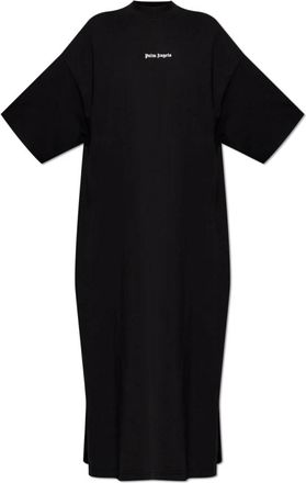 Palm Angels Logo Jurk - Dames - Casual kleedjes - Zwart - XS - Katoen - Kleedjes
