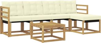 vidaXL Conjunto De Sof&aacute;s De Exterior 6 Uds. Blanco Y Crema Vidaxl