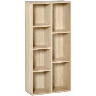 HOMCOM Homcom - Estanter&iacute;a Para Libros Librer&iacute;a De Madera Con 7 Compartimentos De Almacenaje Plantas Archivos Para Sala De Estar Dormitorio 50x24x106cm Roble