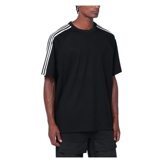 Yohji Yamamoto T-Shirts, male, Black, Size: M Sleeve Tee 3-Stripes