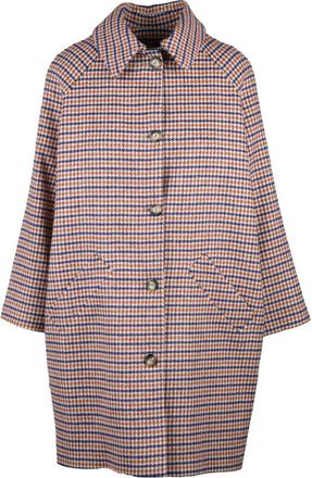Guttha Mid-Length Houndstooth Coat with Raglan Sleeves