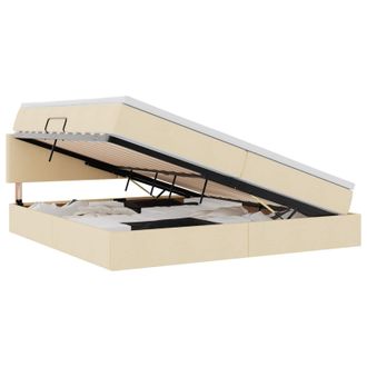 vidaXL Cama De Almacenamiento Led Con Colch&oacute;n Crema 200 X 200 Cm Tela Vidaxl