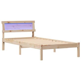 Berkfield Home Bed Frame with Headboard & LED 80x200 cm Solid Pine Wood in Beige