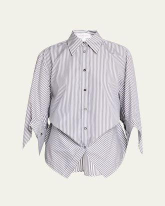 Michael Kors Keegan Stripe Cinched Button-Down Shirt