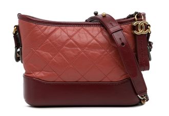 Chanel Red and Burgundy Small Lambskin Gabrielle Crossbody Bag