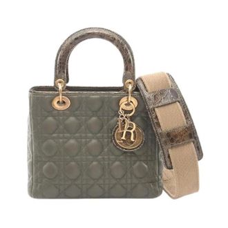 Dior Pre-owned Lady Dior Leren Handtas - Dames - Pre-owned - Groen - Maat: ONE Size Leer