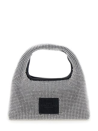 Marc Jacobs Womens Metallic Handbag With Crystal Embellishments Aluminium Mesh Handbags Hand Bags