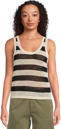 Sanctuary Mesh Stitch Shell Womens Sweater Black/Chalk Stripe 2 : LG (US 10-12), Cotton