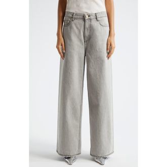 Ganni Future Apparel Wide Leg Jeans in Gray Quill at Nordstrom Rack, Size 28
