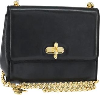 Ferragamo Pre-owned Shoulder Bags, female, Black, Size: ONE SIZE Pre-owned Leather Shoulder Bag
