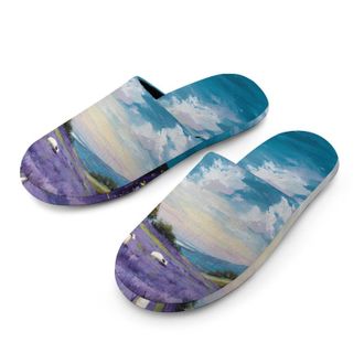 Generic Sheep in Lavender Fields Mens House Slippers Slip Indoor Slipper On Shoes Warm Outdoor