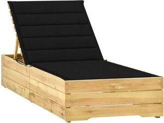 vidaXL Tumbona Con Coj&iacute;n Negro Madera De Pino Impregnada Vidaxl