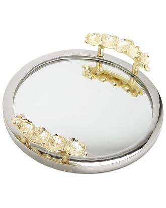 Alice Pazkus Round Leaf Mirror Tray