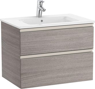 Roca Pack Unik Mueble Base De Dos Cajones + Lavabo Central The Gap - Roca Color: Roble City Texturizado - Medidas: 705x460x537 Mm