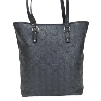 Ferragamo Gancini Black Pvc Tote Bag (Pre-Owned)