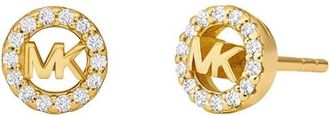 Michael Kors Pendientes de bot&oacute;n Fulton con logotipo Pav&eacute; - Accessories - Mujer - Amarillo - ONE SIZE