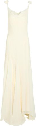 De La Vali DE LA Vali Dia Embroidered Appliqu&eacute;d Silk Maxi Dress - Ivory - 10 (UK10 / S)