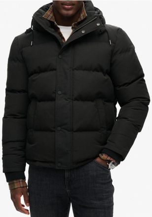 Superdry Mens Hooded Padded Jacket - Black - Size Medium