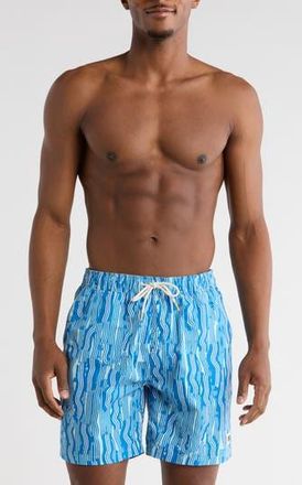 Scotch & Soda Print Mid Length Swim Trunks in Vuur Island Stripe at Nordstrom Rack, Size Xx-Large