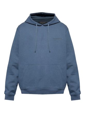 AllSaints logo-print hoodie - men - Cotton - L - Blue