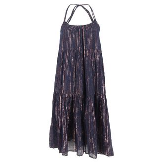 Ulla Johnson Samara Knee Length Dress in Navy Blue Lurex