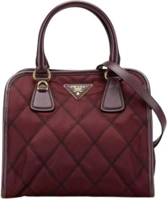 Prada Pre-owned Handbags, female, Purple, Size: ONE SIZE Pre-owned Leather Handbag