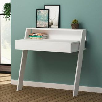 Dmora Escritorio Imperatori, Un Caj&oacute;n, Material De Tablero Aglomerado, Color Tablero Blanco, 94x50x91h Cm Blanco