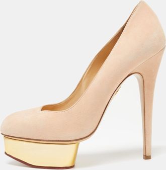 Charlotte Olympia Pink Suede Debbie Platform Pumps